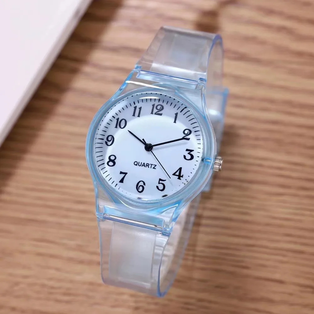 Casual Fashion Women Lady Silicone Jelly Quartz Watch Women Lovely Wristwatch Transparent Summer Candy Color Student Sport Clock