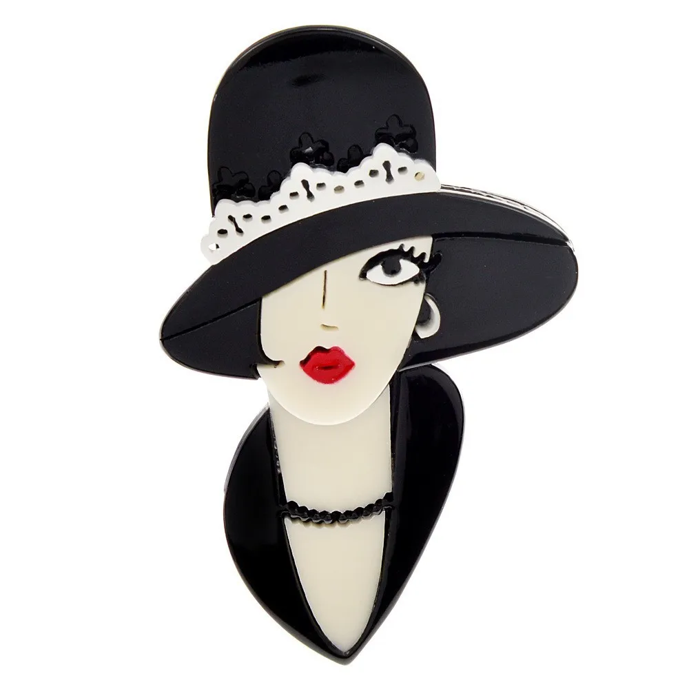 Frauen Charakter Acryl Brosche Mode Kleidung Pin Schmuck