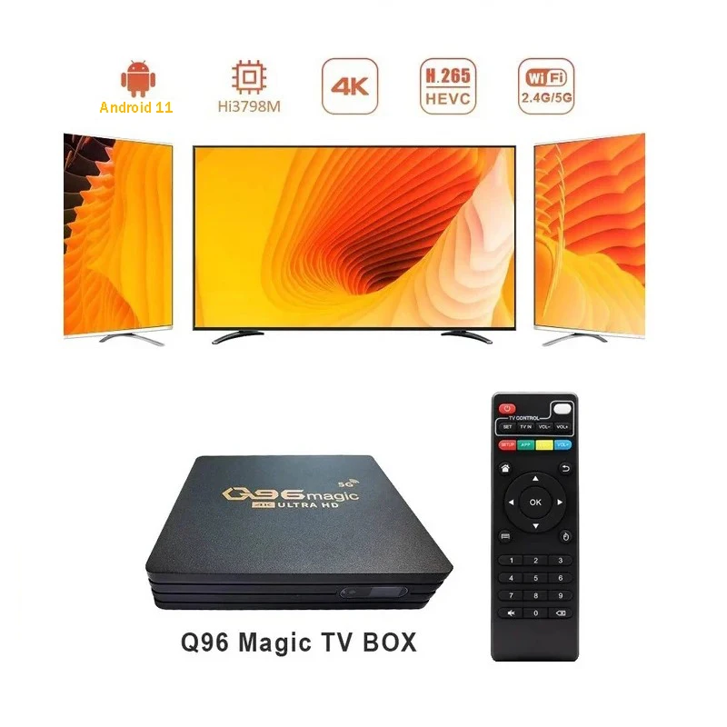 Q96 ماجيك تي في بوكس أندرويد ، 9.0 ، Hisilicon HI3798M ، واي فاي 2.4G ، 5G ، 4K HDR10 ، مشغل الوسائط المتعددة ، H.265 ، المسرح المنزلي ، IPTV ، 8GB ، 128GB