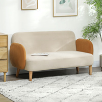 HOMCOM 2 seater sofa upholstered velvet 240 kg 130x74x76 cm cream