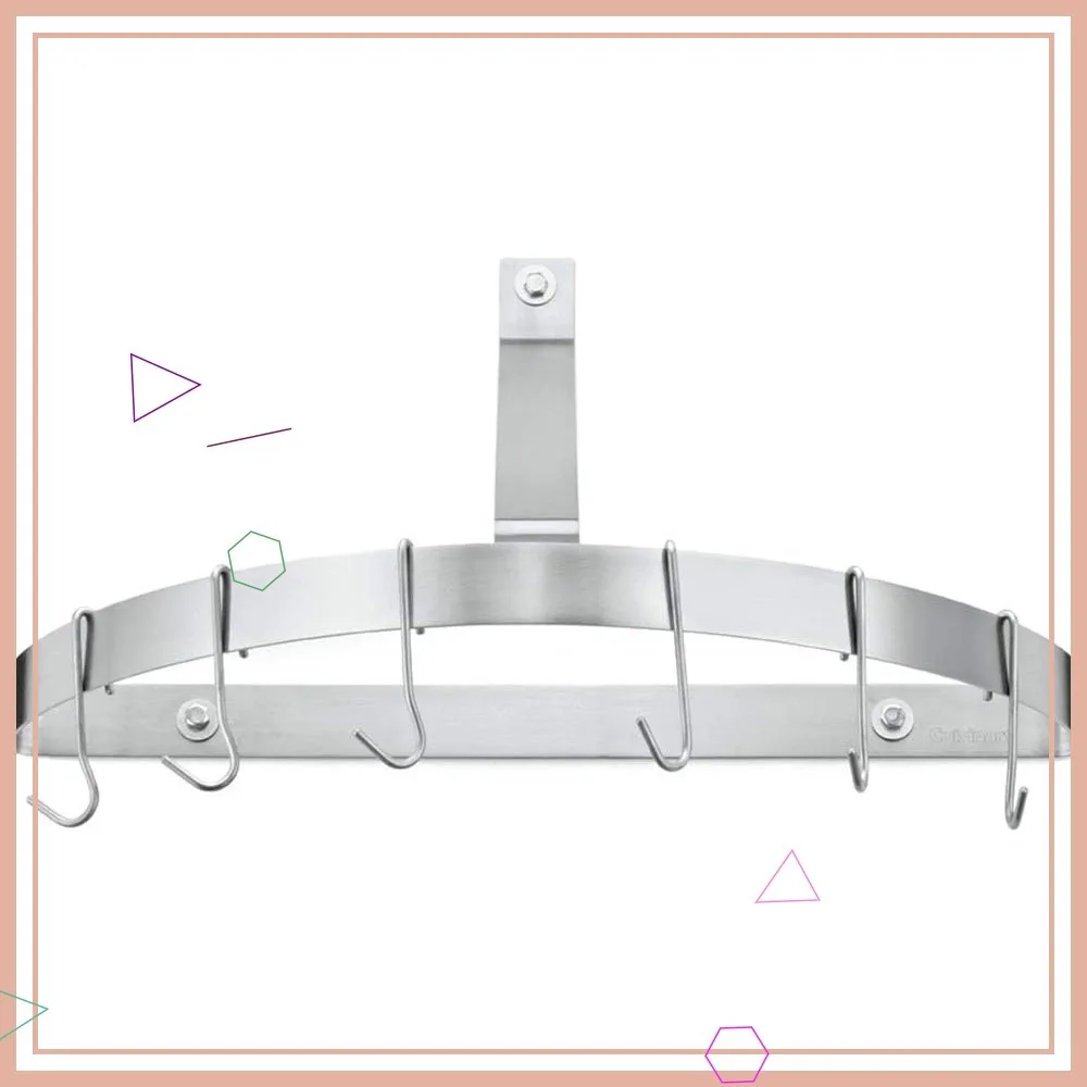 

Stainless Steel Half-Circle Wall-Mounted Pot Rack for Kitchen Organization, Brushed Finish