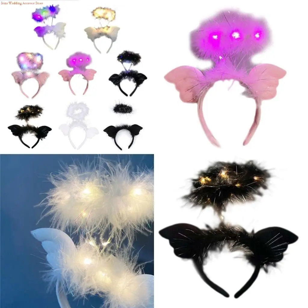 

G92D Angel Headband LED Hair Band Flashing Light Headband Hair Hoop Light Up Headwear Led Headpiece Party