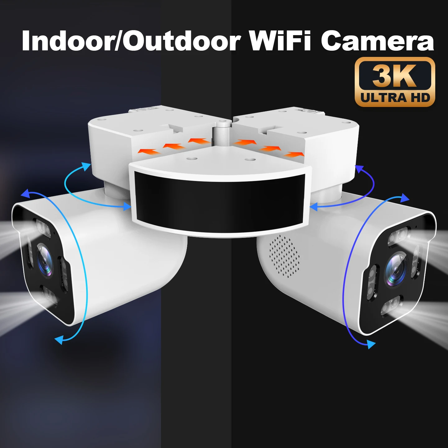 Dual Lens PTZ Security Camera with Motion Detection Two-Way Audio Color Night Vision for Home Security（Not Support 5G WIFI）