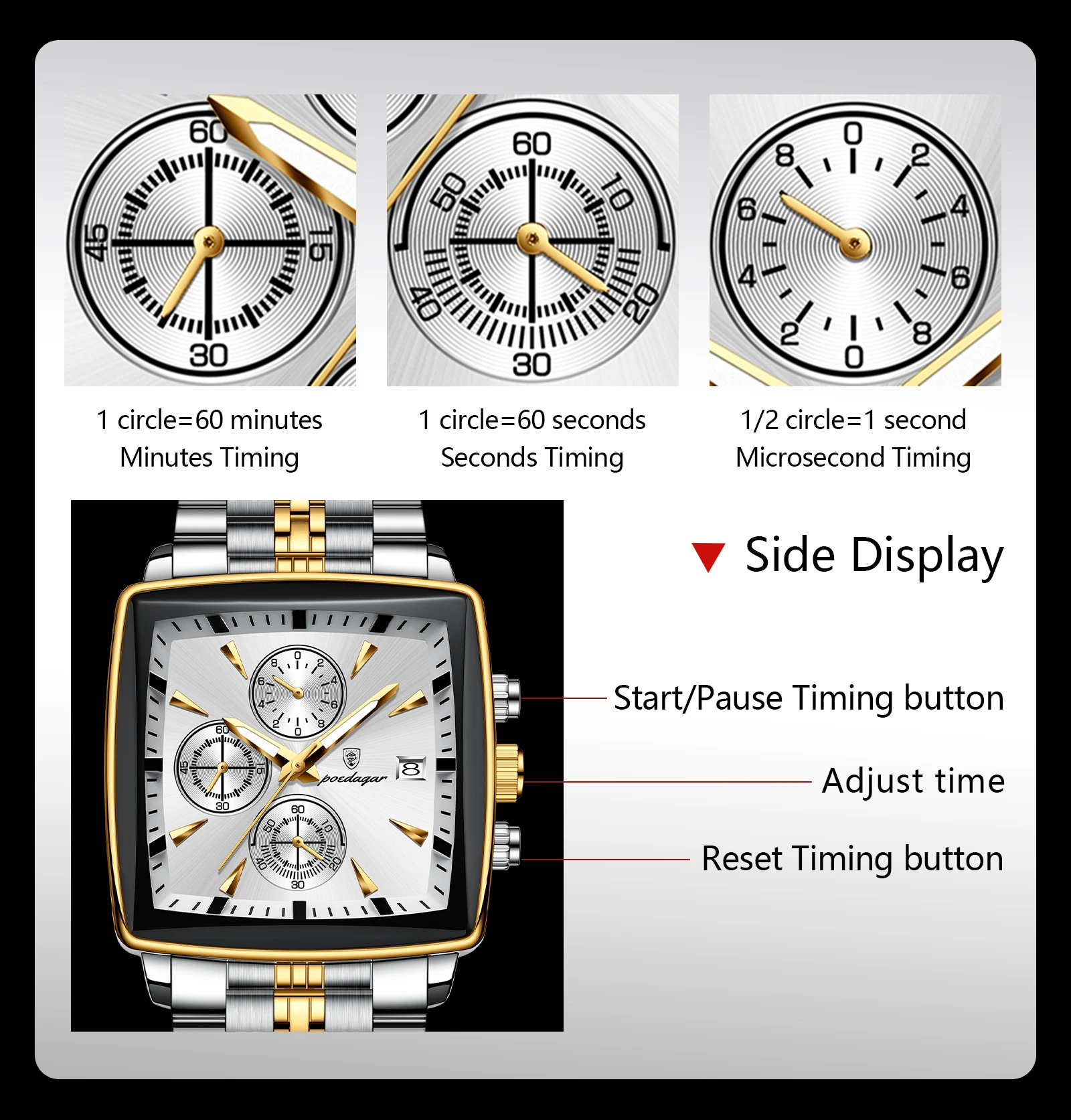 POEDAGAR Top-Luxus-Herren-Armbanduhr Quarz Leuchtend Wasserdicht Edelstahl Herrenuhr Chronograph Datum Business-Herrenuhren – Detail 8