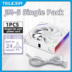 TEUCER 1PCS JM-5 Computer Case Fan 12CM ARGB Mirror Light Effect Cableless Modular Fan 4pin PWM Water Cooling 360mm Cooler Fan