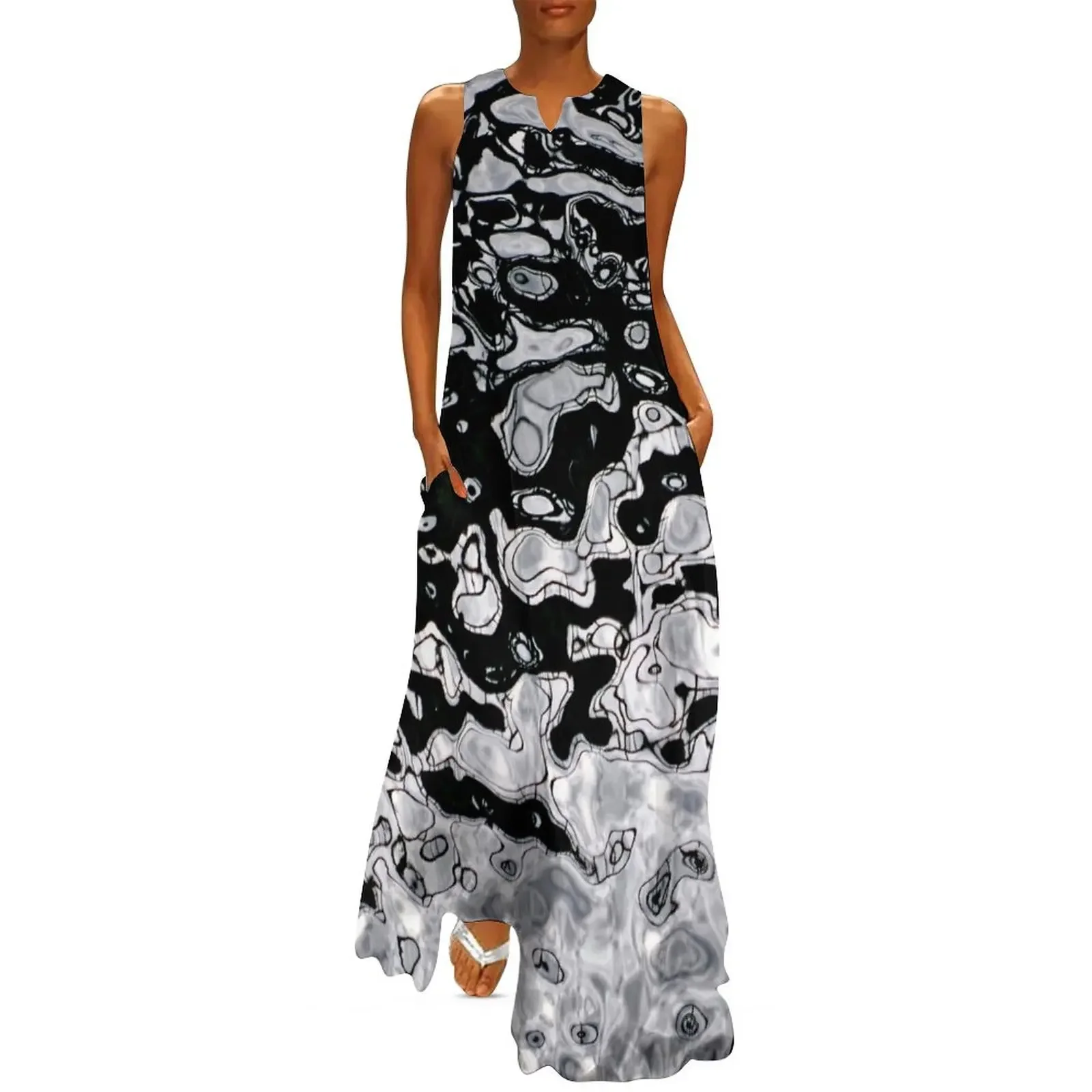 

H2O in B&W Long Dress clothes for woman party dress women elegant luxury women dresses Dress