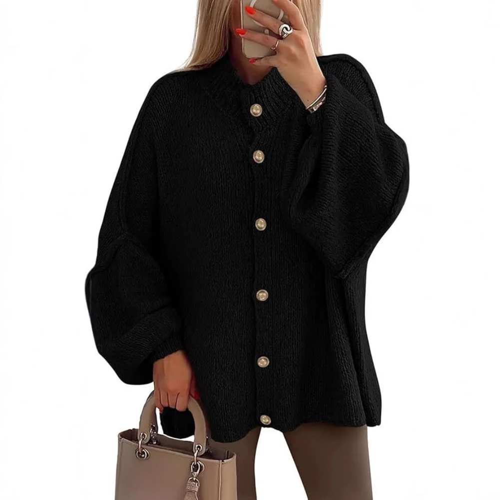 Women's Solid Color Loose for Fit Polyester Knit Sweater Half High Neck Casual for Summer Beach Holiday and Outdoor Lifestyle
