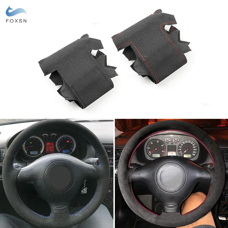 

Soft Suede Perforated Leather Car-styling Interior Steering Wheel Cover Trim For VW Old Golf 4 MK4 1998-2004 Passat B5 1996-2005