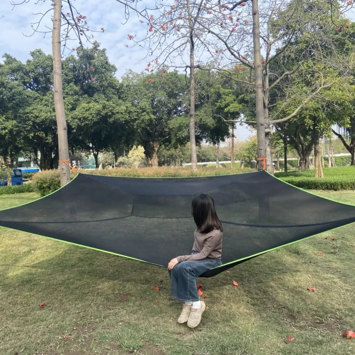 Multi-person Square Hammock in the Air Anti-rollover Lounger Outdoor Camping Air Tent Tree Tent Hammock