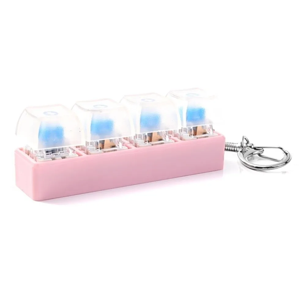 Sensory 4 Keys Keycap Keychain Button Keycap Stress Relief Clicker Keychain Pass Time Click Sound Decompression