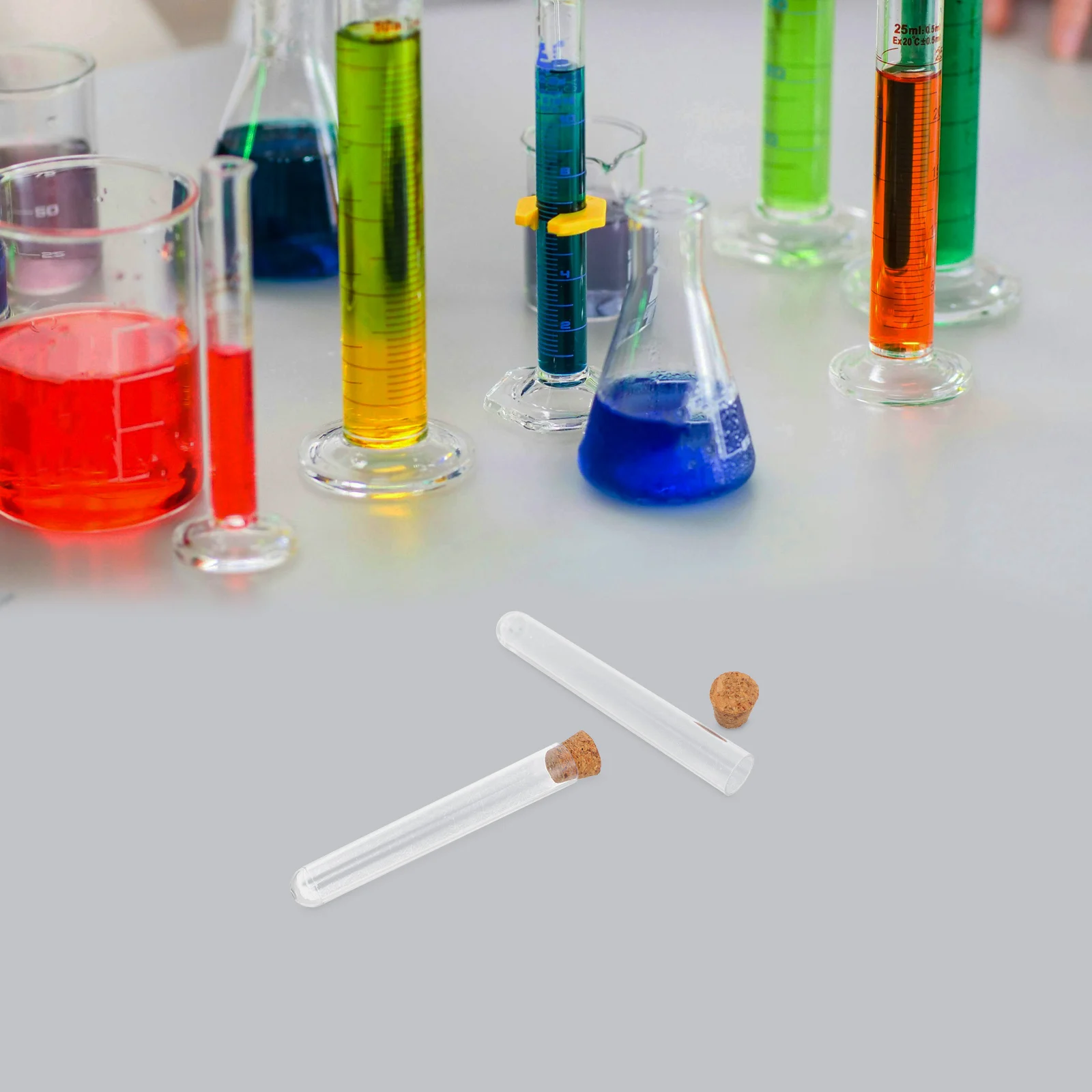 

50 Pcs Bottled Test Tube Plastic Cover Laboratory Bottles Tubes Transparent Child