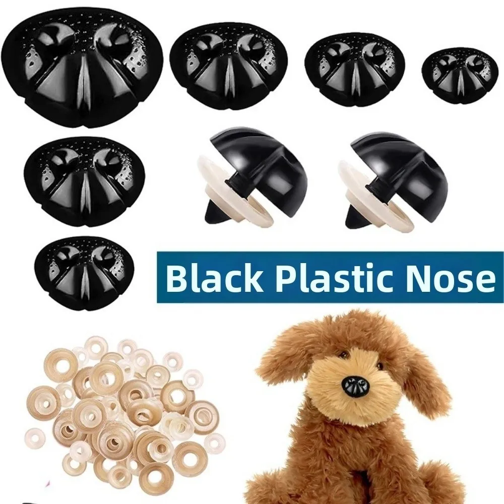 100Pcs/bag New With Washer Plug Dog Nose Toys 3 Sizes Black Plastic Noses 9*12mm/12*15mm/16*19mm Crochet Toy Noses