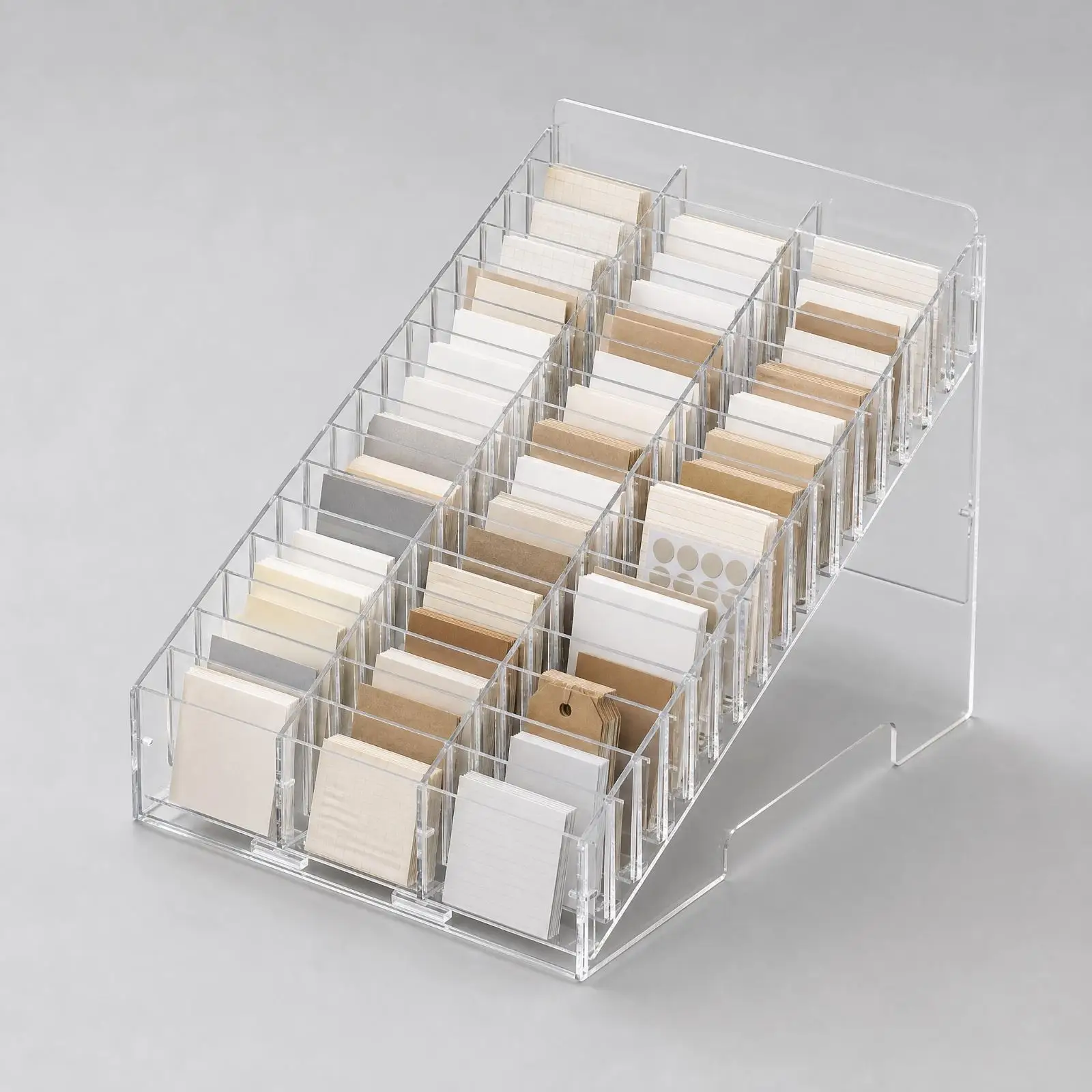 Visible Desk Storage Organizer with Compartments and Dust Cover for Labels Cards and Small Desk Accessories Storage