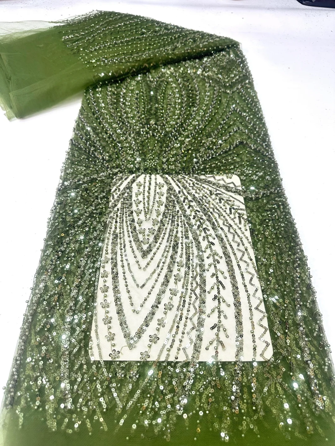 African Lace Fabric Sequins Beaded Embroidery Groom Nigerian Bridal High Quality French Tulle Lace Fabric For Wedding Dress Sew view 5