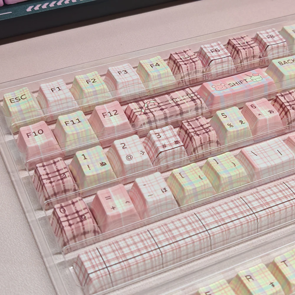 128 tasti Ragazza Rosa Copritasti PBT a sublimazione di calore Profilo Cherry Copritasti personalizzati per tastiera meccanica da gioco MX Switch