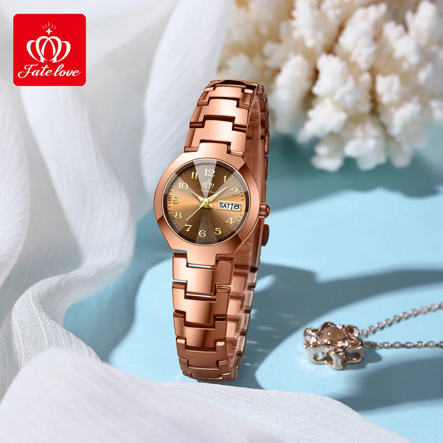 FATELOVE 818 Womens Watch Luxury Original Wristwatch For Girl Waterproof Luminous Ladies Watch Dual Calendar Display Reloj Mujer