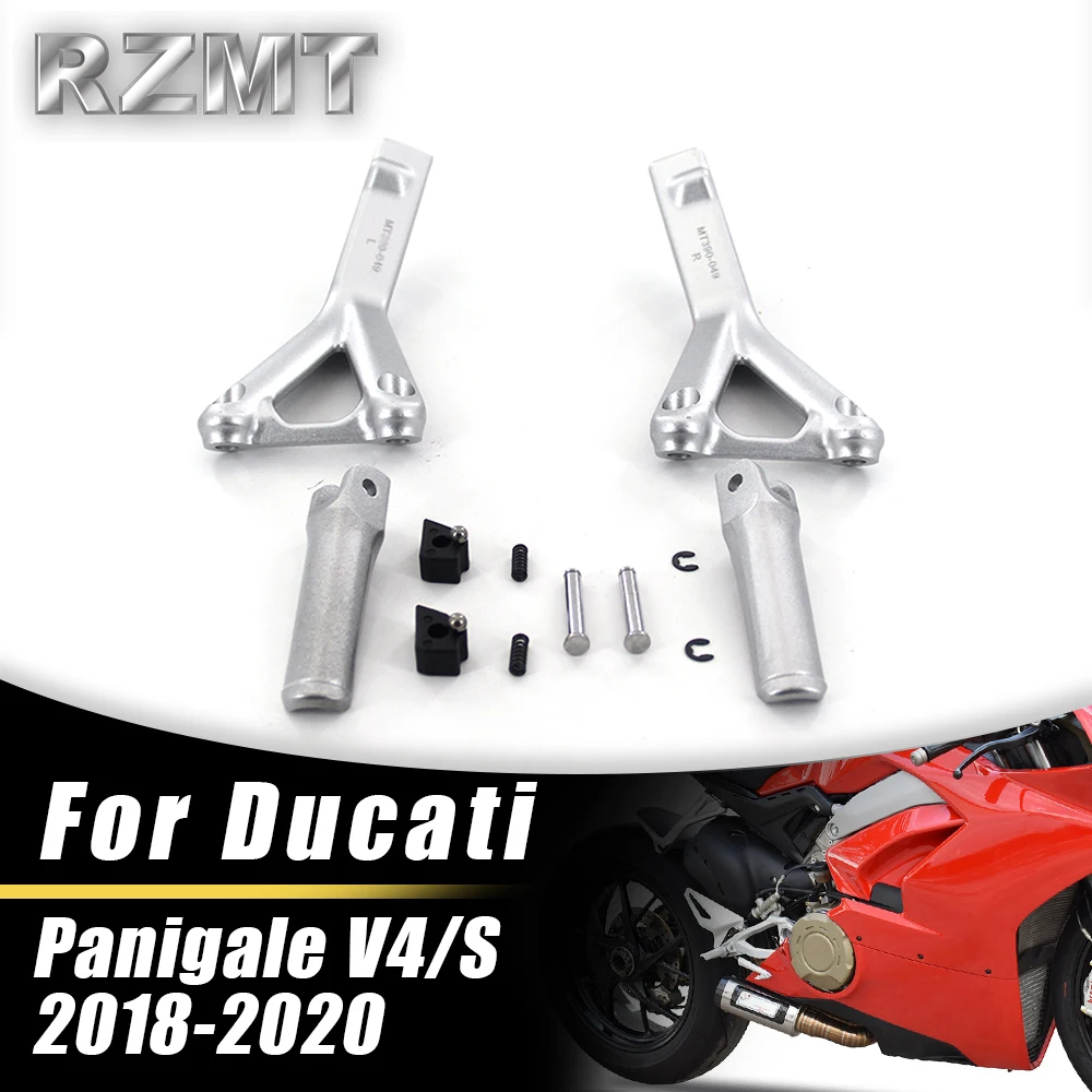 Motorcycle Folding Bracket Assembly Kit For DUCATI Panigale V4/S 2018-2020 2019 Rear Foot Rests Pedal Accessories Parts SILVER