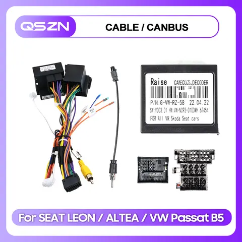 QSZN For SEAT LEON / ALTEA / VW  Android Car Radio Canbus Box Decoder Wiring Harness Adapter Power Cable G-VW-RZ-58