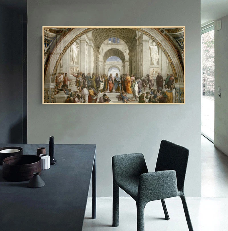 A escola de atenas raphael cartaz italiano renascentista fresco pintura impressão em tela arte raffaello sanzio parede imagem decor03
