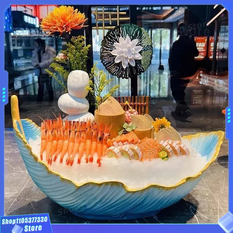 Creative Resin Seafood Sashimi Plate High End Salmon Serving Dish Ice Platter for Hot Pot Fat Beef Tableware Thorn Plate