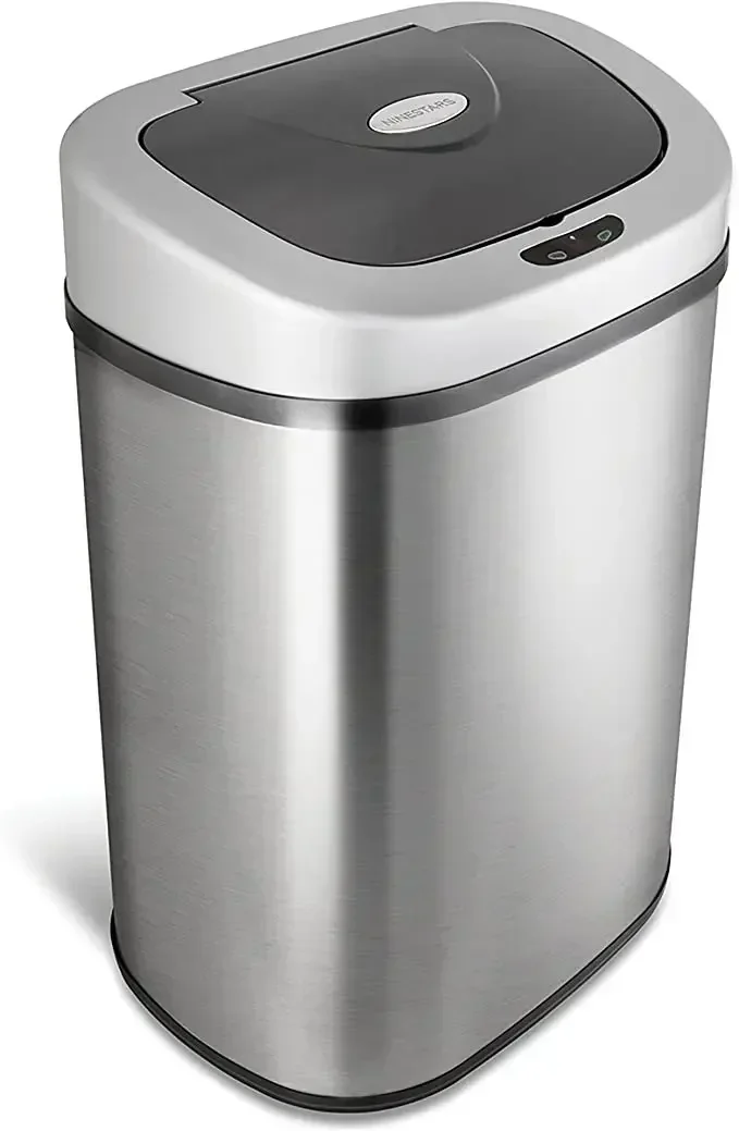 For 80L Big Stainless Steel Trash Can Smart Trash Can Dustbin Auto Rubbish Bins For Kitchen Hotel Smart Waste Bins