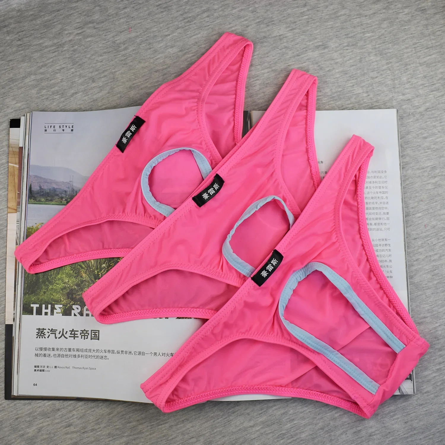 للجنسين مفتوحة المنشعب الملابس الداخلية الرجال المثيرة موجز مثليون جنسيا مثير القضيب هول سراويل سيسي منخفضة الارتفاع Crotchless السروال الجليد الحرير طنجة #5