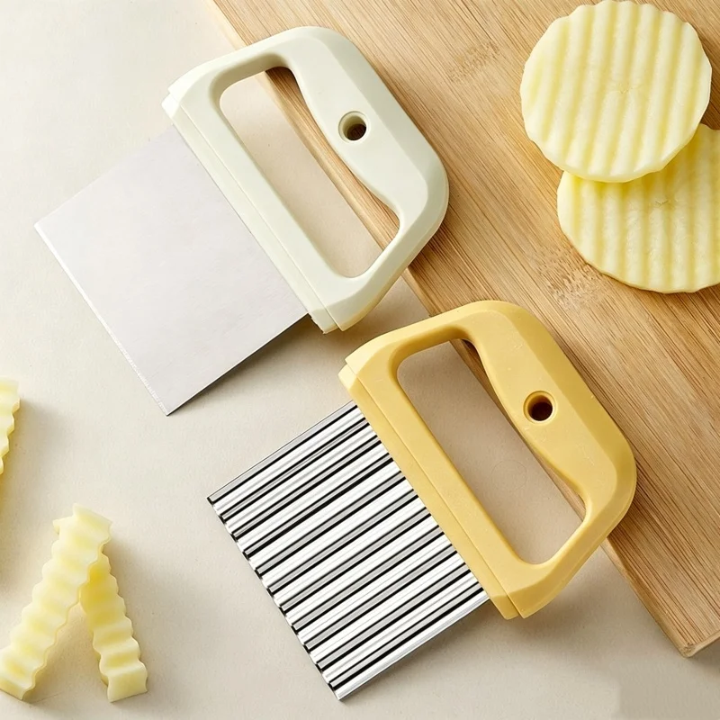 2 Styles Stainless Steel Potato Cutter Wave Knife French Fries Slicer Vegetable Cutter French Fries Cutting Kitchen Tools