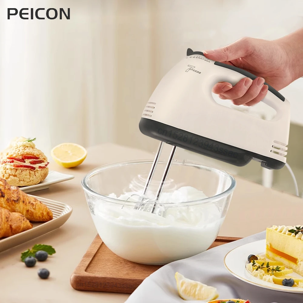 Handheld elektrischer Schneebesen tragbarer automatischer Mixer 7 Geschwindigkeiten elektrischer Stab mixer zum Backen von Kuchen, Eiweiß, Sahne