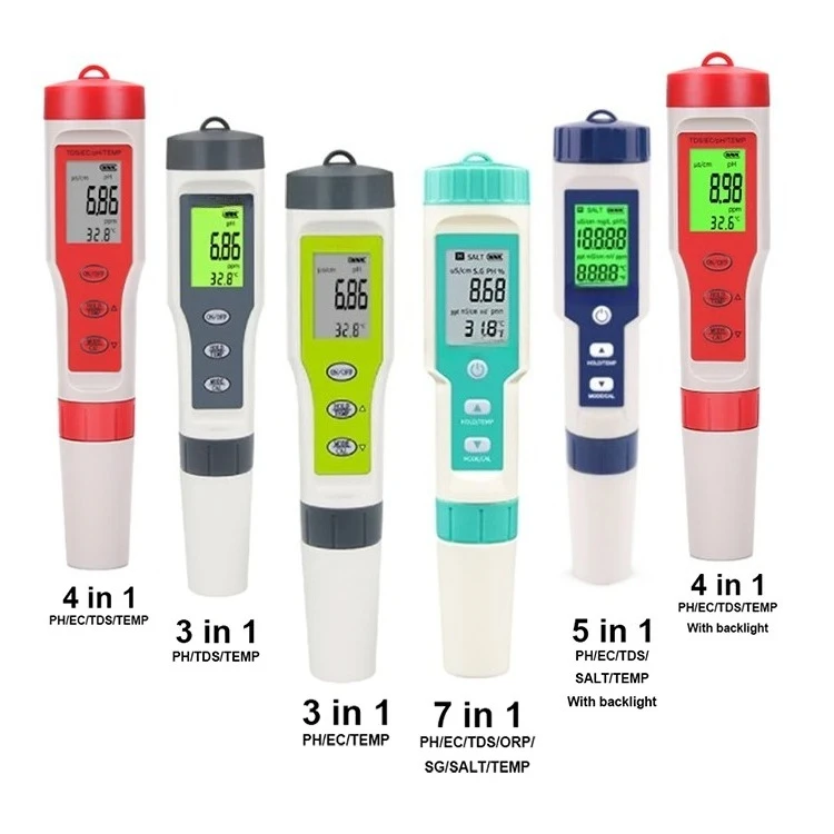 

Multi-parameter 7 in 1 3in1 Water Quality Tester Temperature Sensor SG SALT ORP PH EC TDS Meter