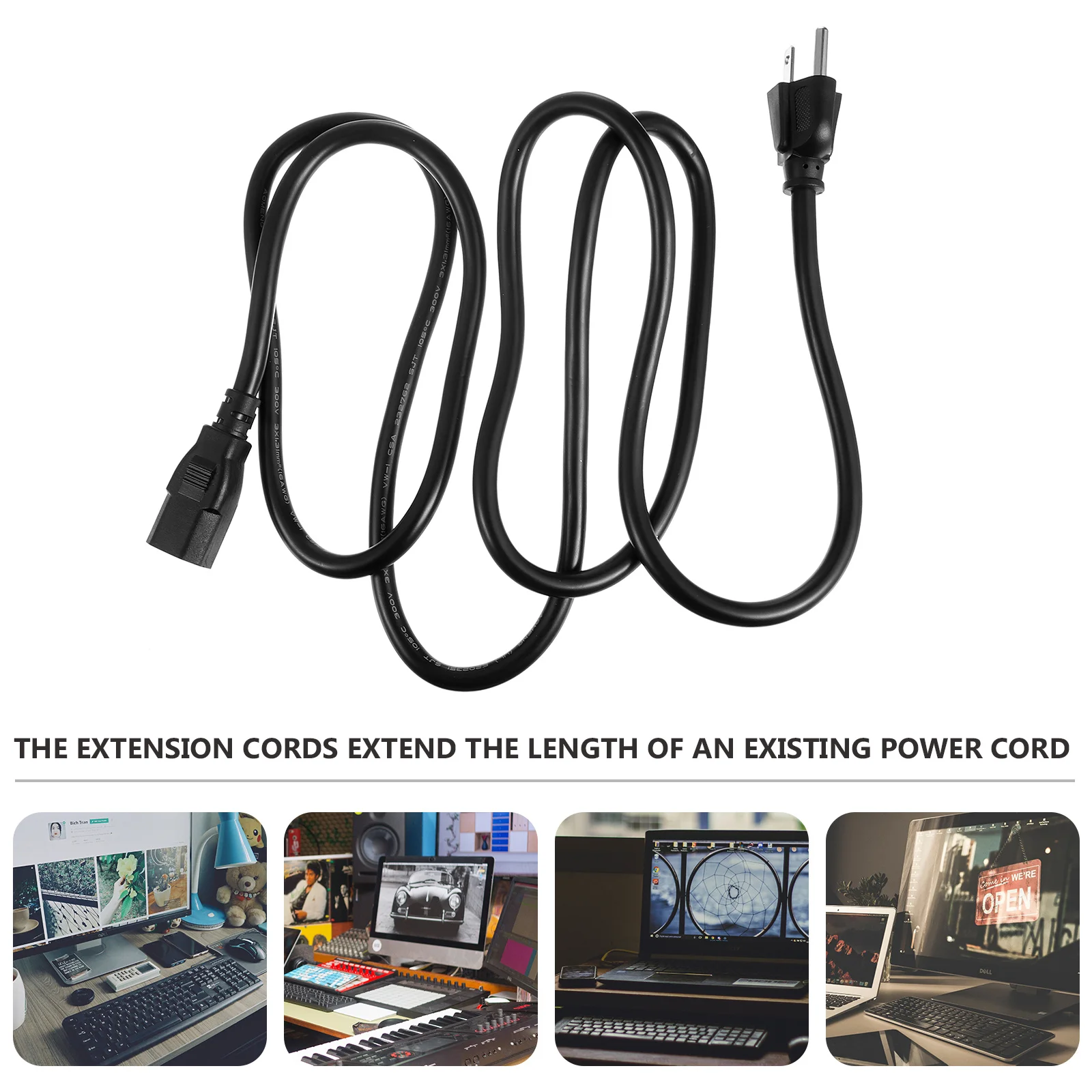 

Us Plug 3-Prong Power Cord Extension Cable For Computer Monitor Printer Projector Machine Tool Indoor Use Full Copper Core