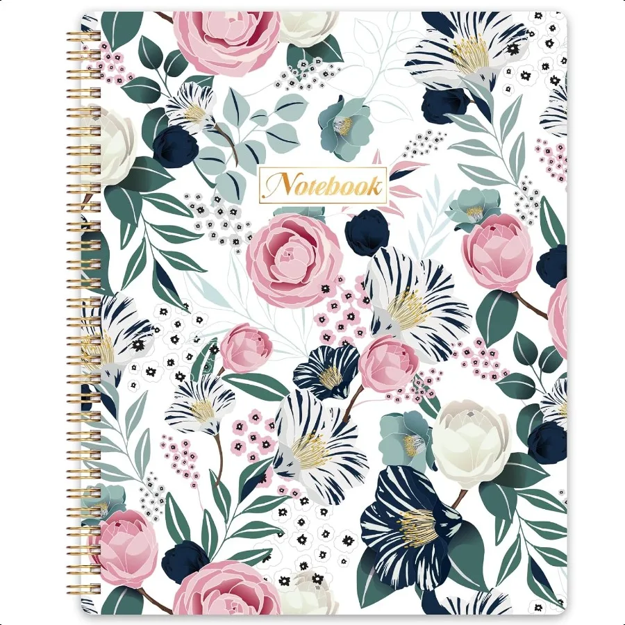 ショップアール スパイラルノート ノートブック ジャーナル ノート スパイラル綴じ 厚紙 バックポケット付き ノートブック 仕事用 8.5 x 11 160ページ