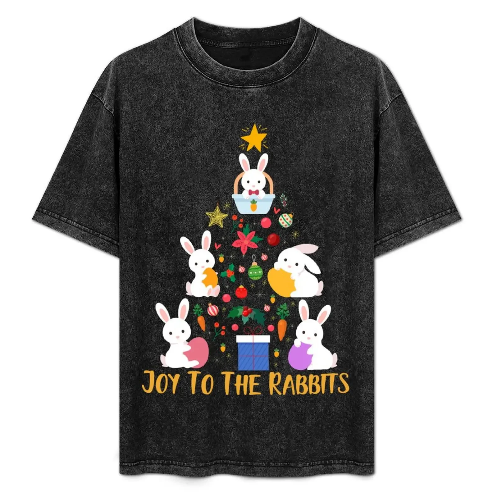 

Joy To The Rabbits Christmas Tree T-Shirt sports fans vintage clothes plain black t shirts men