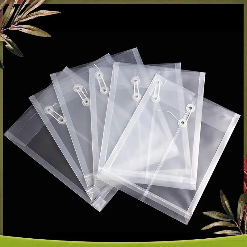New-24 Pack Clear Plastic Envelopes Poly Envelopes Expandable Files Document Folders With Button & String Tie Closure A4