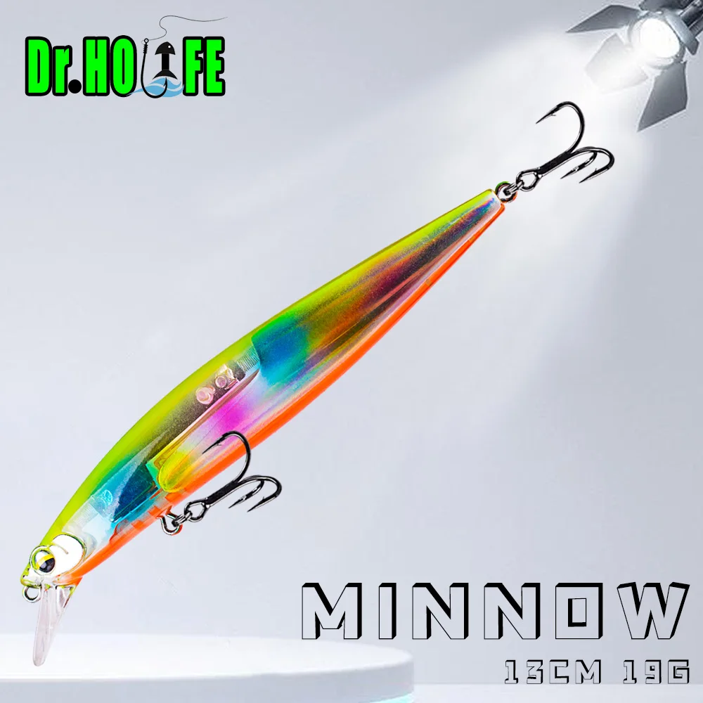 Dr.Holife, 1 Uds., señuelo de pesca Minnow con fundición larga, 13CM, 19G, cebo Artificial, señuelo de pesca de plástico duro, flotador, aparejos de cebo Jerk