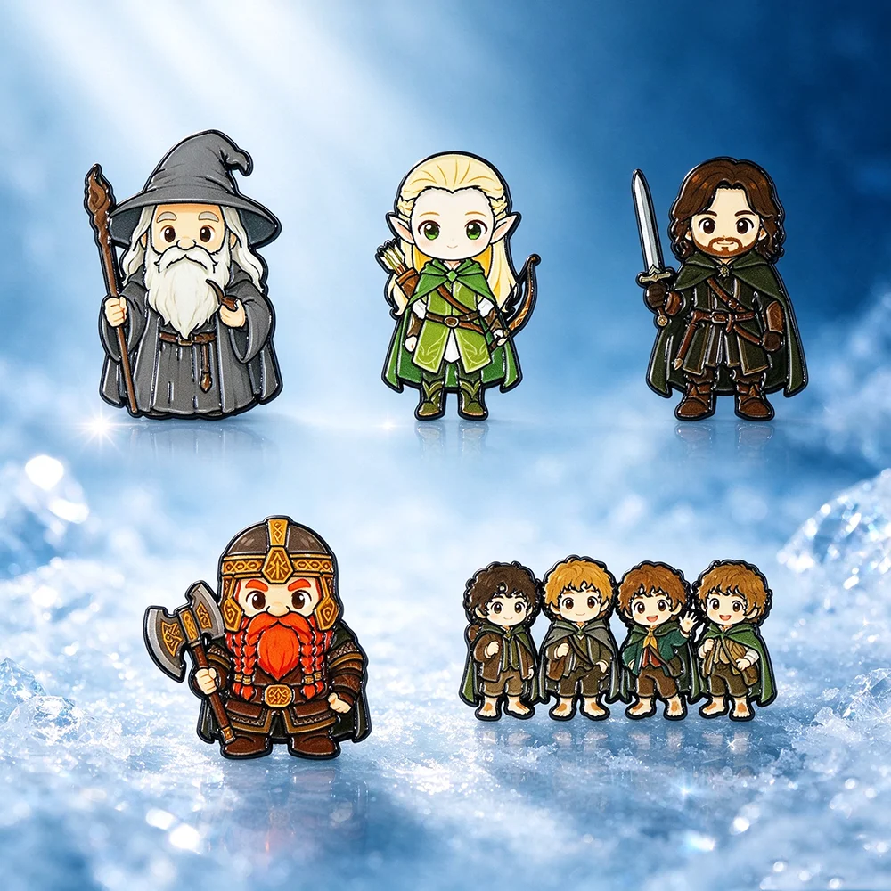 5Pcs Fantasy Medieval Adventure Character Enamel Pins Set Wizard Elf Lapel Brooches Gift for Friends Collectible Badges