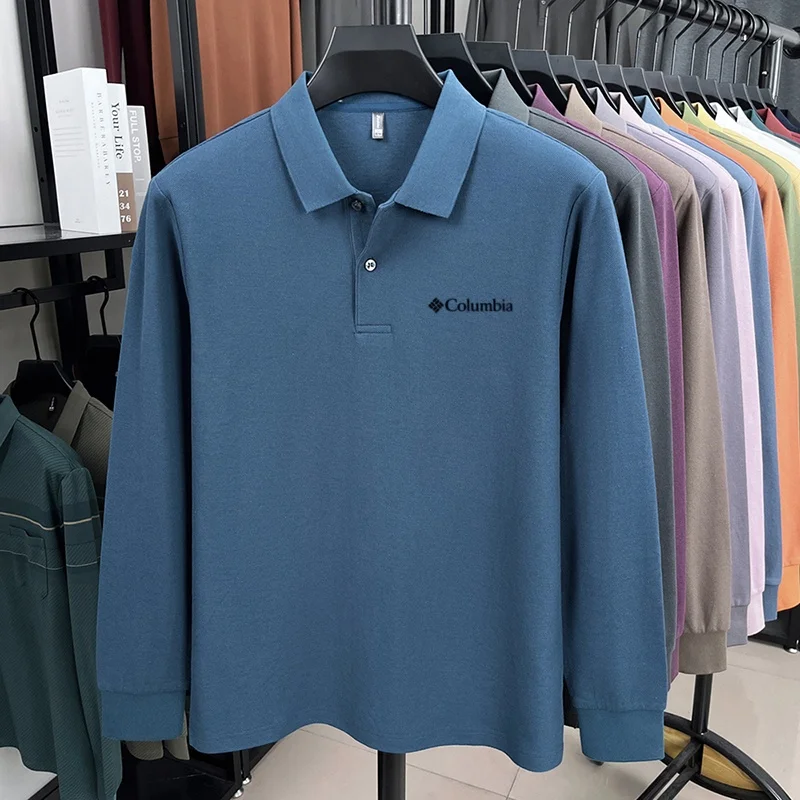 100% Reine Baumwolle Hochwertiges Frühlings- und Herbst-Herren-Langarm-Poloshirt, Bequemes Casual-Shirt mit Exquisiter Marken-Stickerei – Detail 24