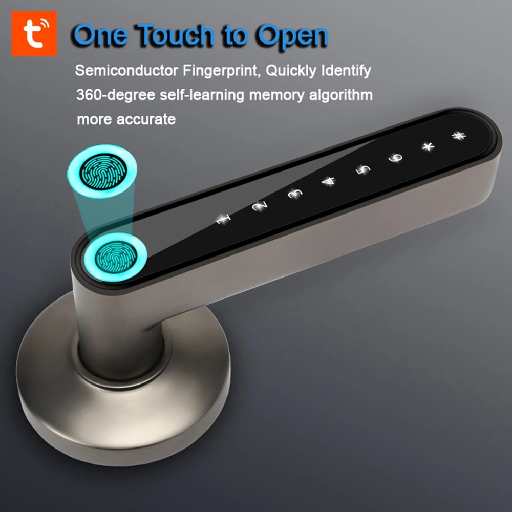Tuya Electronic Smart Lock Vingerafdruk Biometrie Digitaal Wachtwoord Nachtslot Home Security Deurknoppen App Unlock Appartement