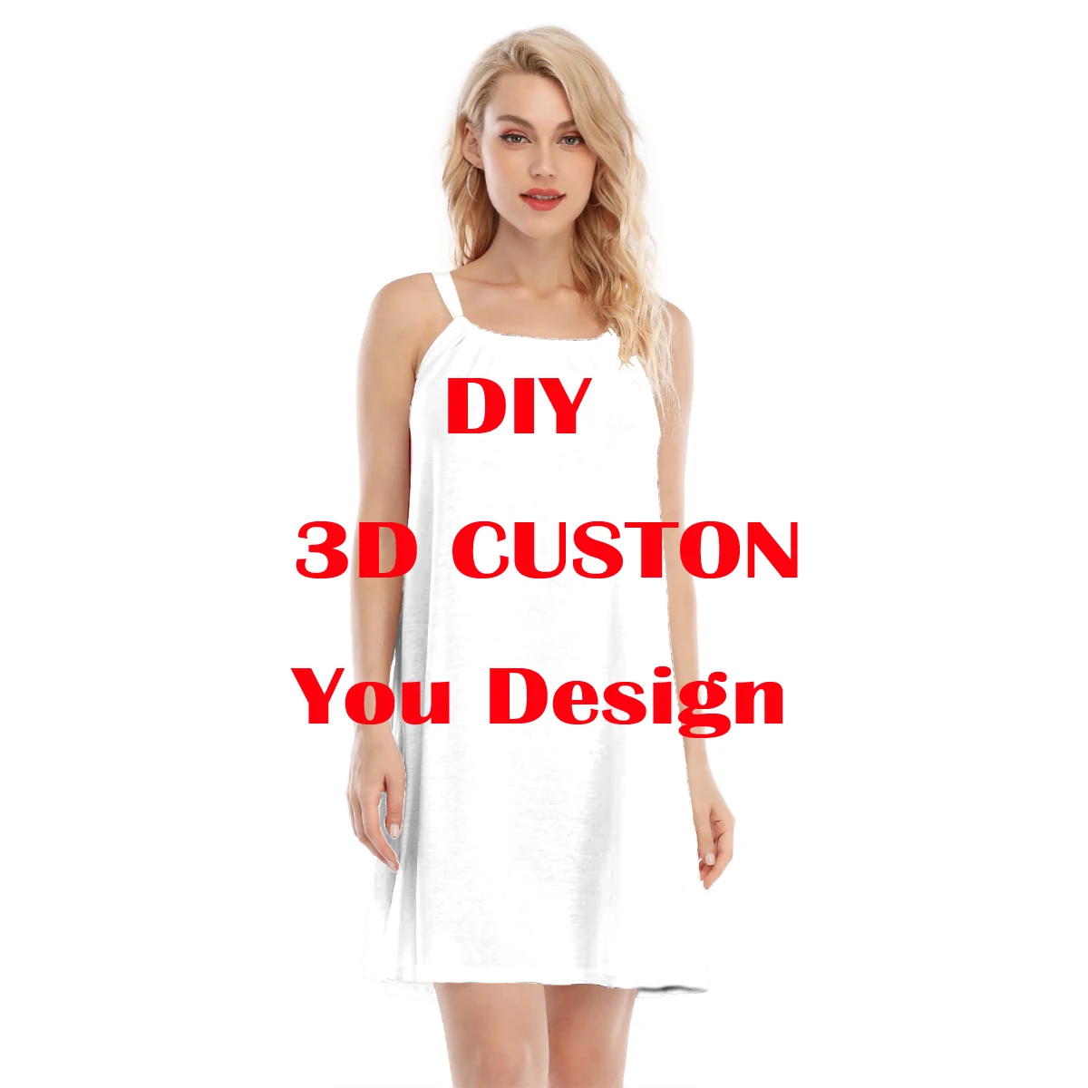 Gonna con bretelle estive dal Design personalizzato fai-da-te Sexy senza maniche allentato stampato in 3D abito da donna con scollo a o Cami