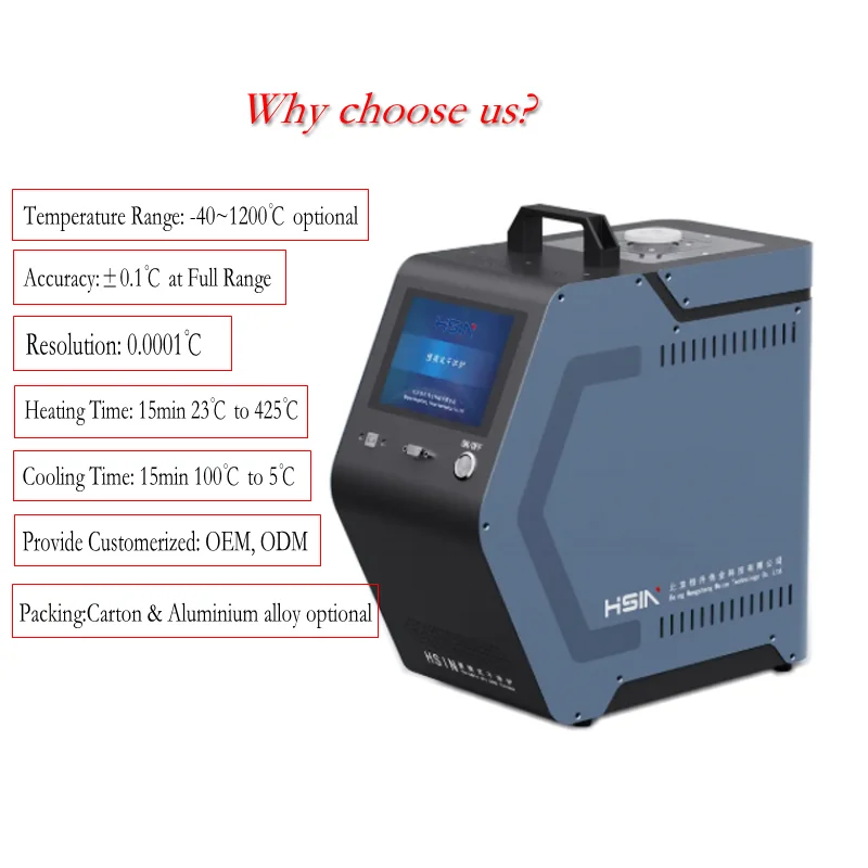 HSIN1200 Portable High Temperature Dry Block Calibrator 300-1000 Degree Touch Screen Thermocouple Dry Well Calibration Furnace