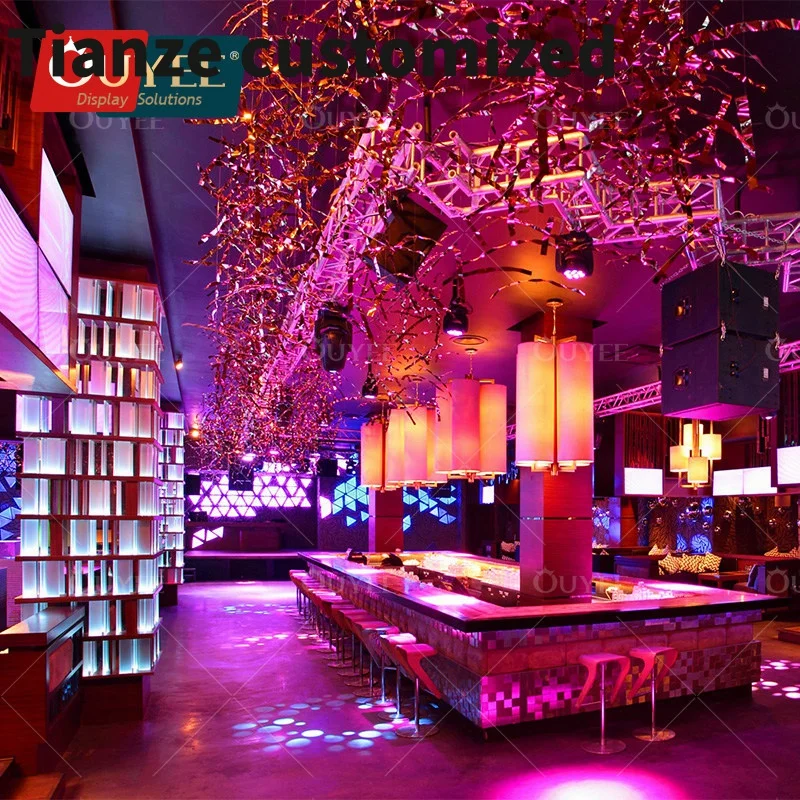 

Customized-night club lounge outdoor high top cocktail led bar furniture table and chairs led round tables event party Garde