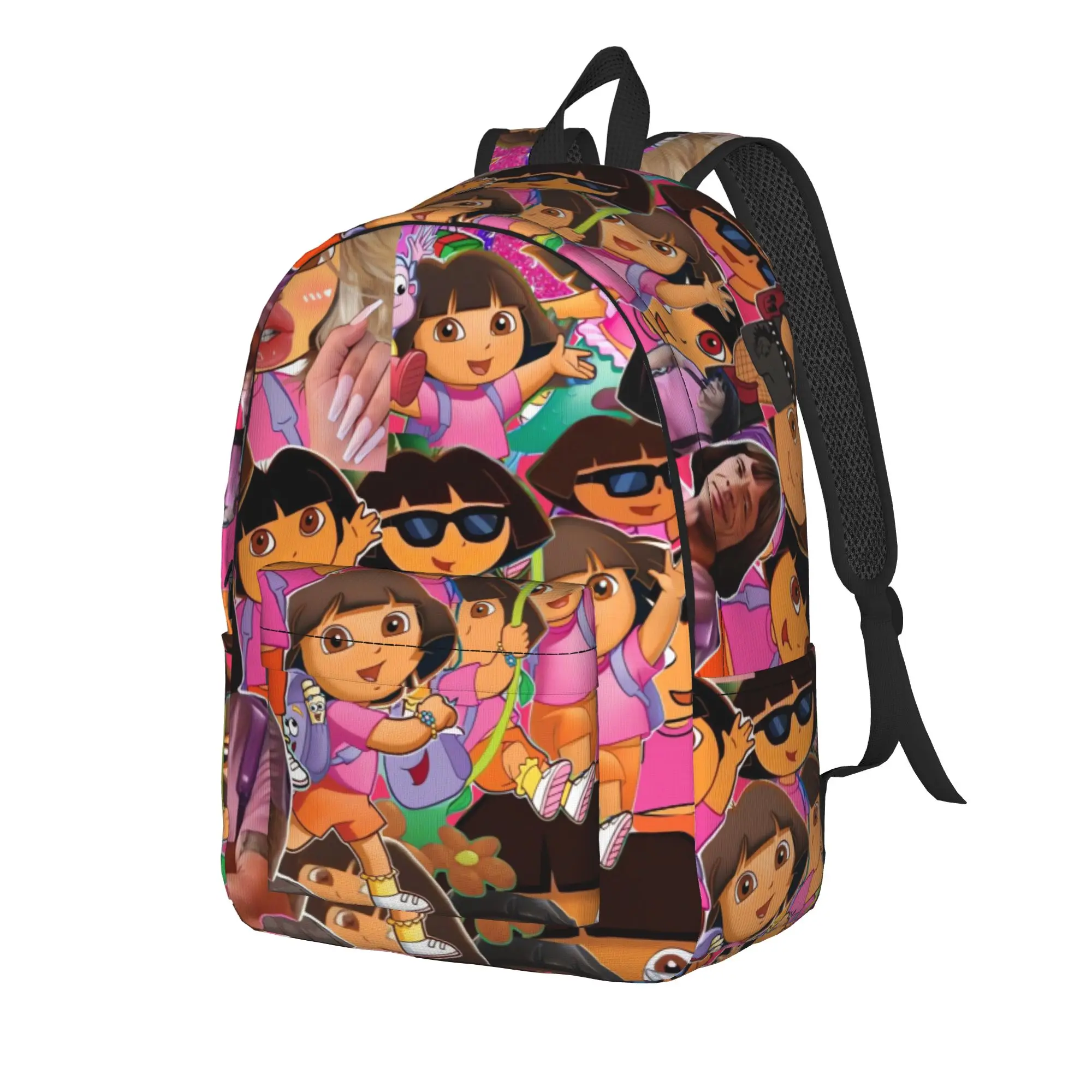 Character Dense Collage Backpack Doras The Explorer Sport Backpacks Men High Quality Print School Bags Kawaii Rucksack