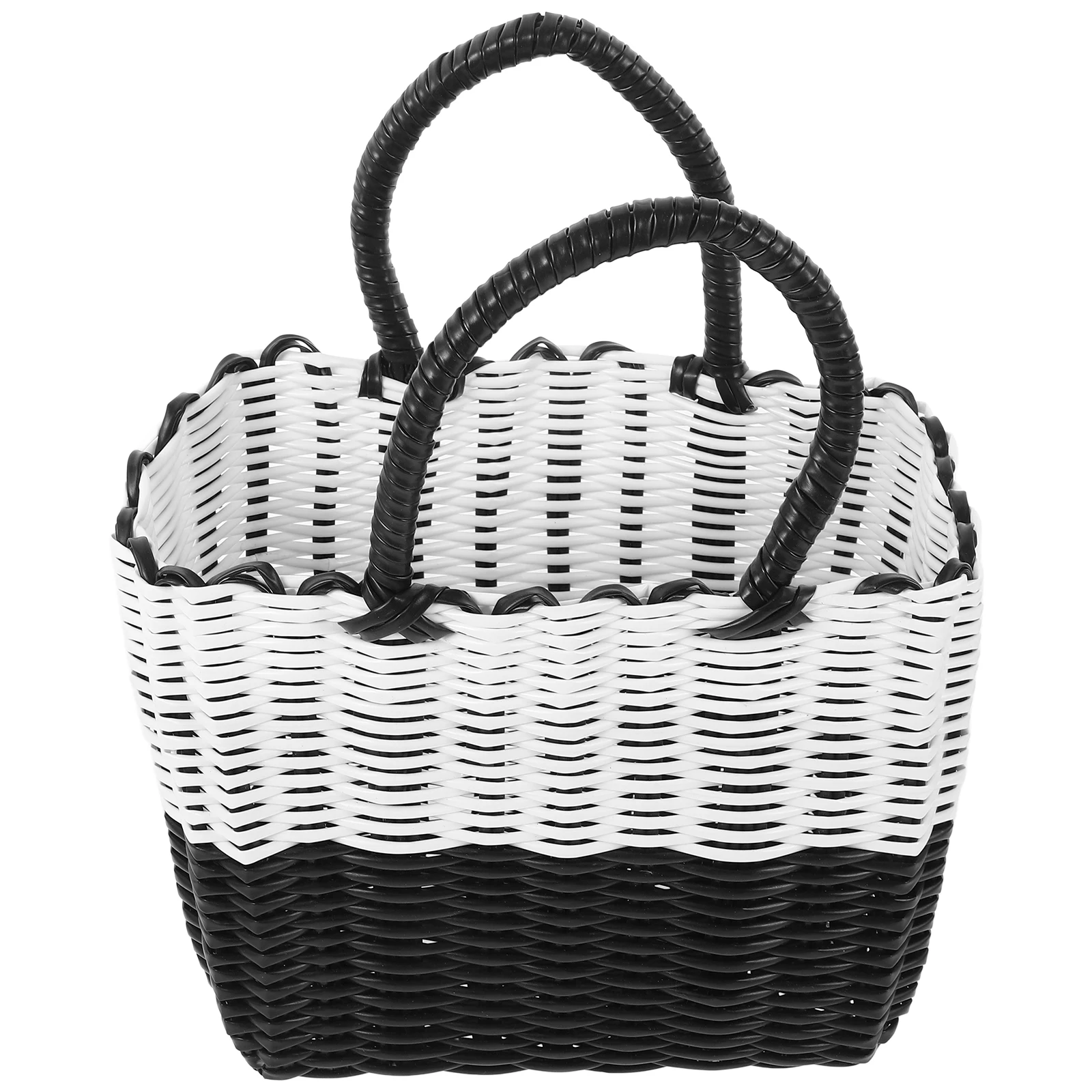 

Handmade Woven Storage Basket White Picnic Fruit Vegetable Egg Vintage Durable Plastic Baskets Home Decor Rural