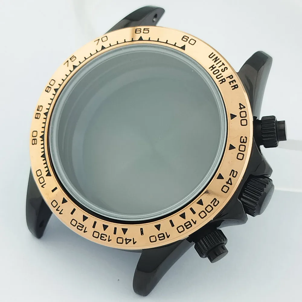 39-mm-Uhrenarmband aus Metall für Herren, passend für das VK63-Uhrwerk, mit Saphirglas, in den Farben Silber, Roségold und Schwarz, Uhrenzubehörteile. – Detail 27