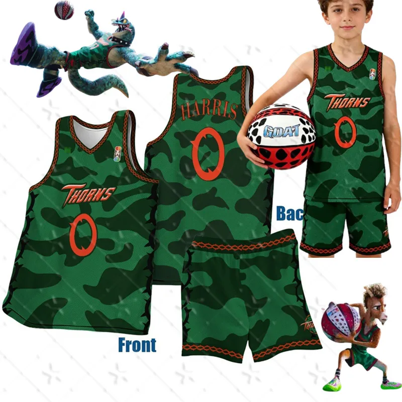 Conjunto de Camiseta y Pantalones de Baloncesto 2026 Movie Goat Will Harris Vineland Thorns, Uniforme Deportivo Informal para Niños