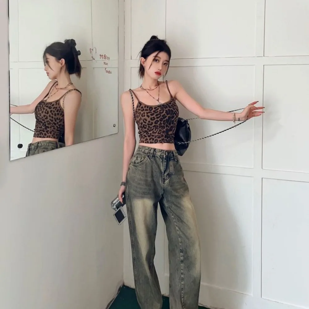 

Fashion Summer Leopard Print Sling Cool Look Slim Tube Top Temperament Casual Spice Girl Vest Female