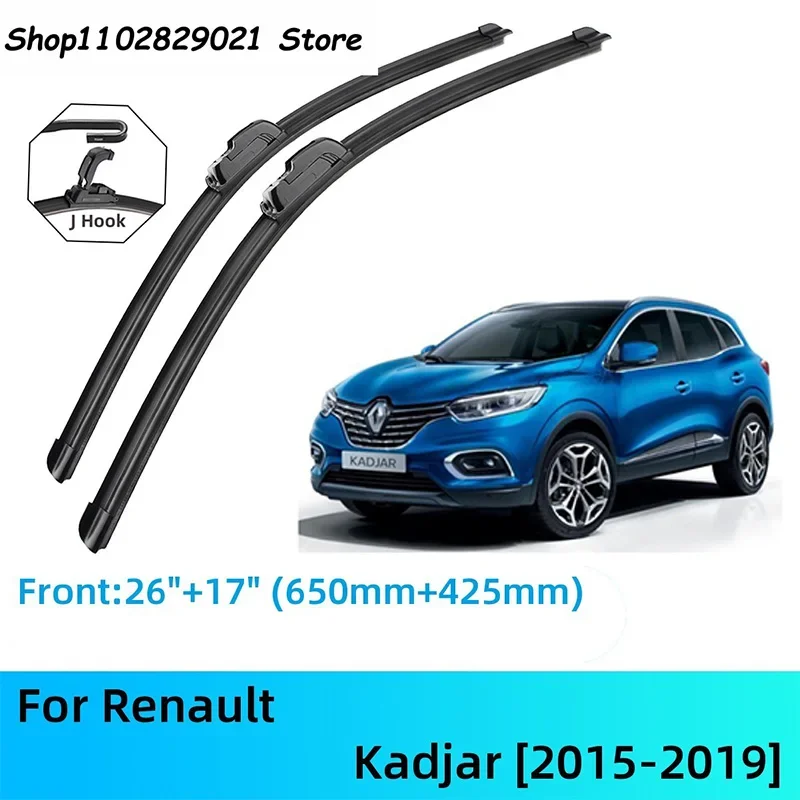 For Renault Kadjar Front Rear Wiper Blades Brushes Cutter Accessories J U Hook 2015-2019 2015 2016 2017 2018 2019