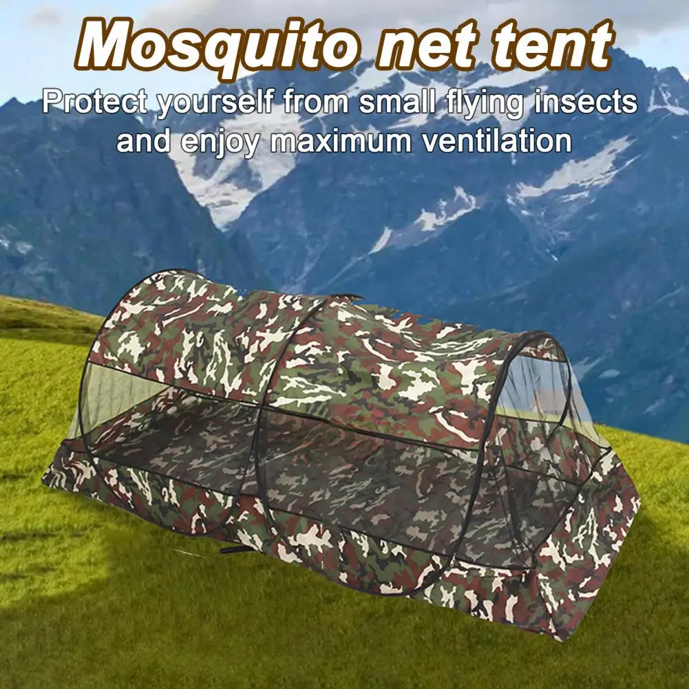 خيمة تخييم شبكية قابلة للطي لشخص واحد/مزدوج حماية من الذبابة مقاومة للماء محمولة بدون تركيب للتنزه في الهواء الطلق والسفر #5