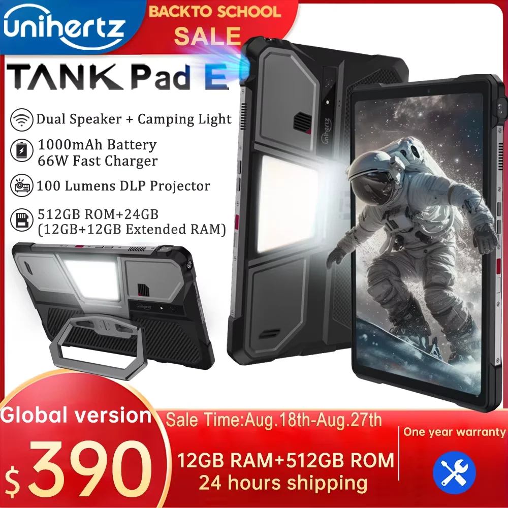 Unihertz 8849 TANK PAD E Rugged Tablet with Projector Android 21000mAh 120Hz 50MP Camera 24GB 512GB 66W 10.95 inch Phone Tablet