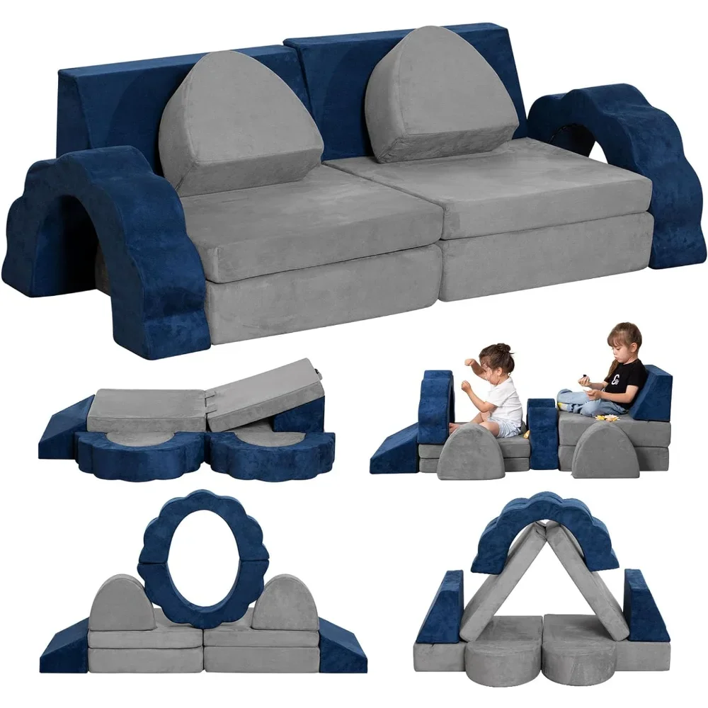 

Kids Couch 10PCS, Toddler Couch Modular Kids Couch for Playroom, Multifunctional Foam Kids Sofa for Playing Creating