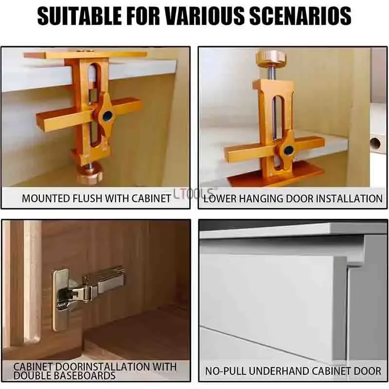 Woodworking Cabinet Door Installation Jig,Door Panel Installation Rebounding Device Drilling Tool 2 in 1 Quick Positioning Tool